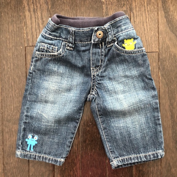 Gymboree Set- Flannel Button Down Shirt And and Embroidered Monster Jeans 3-6M - Picture 5 of 6